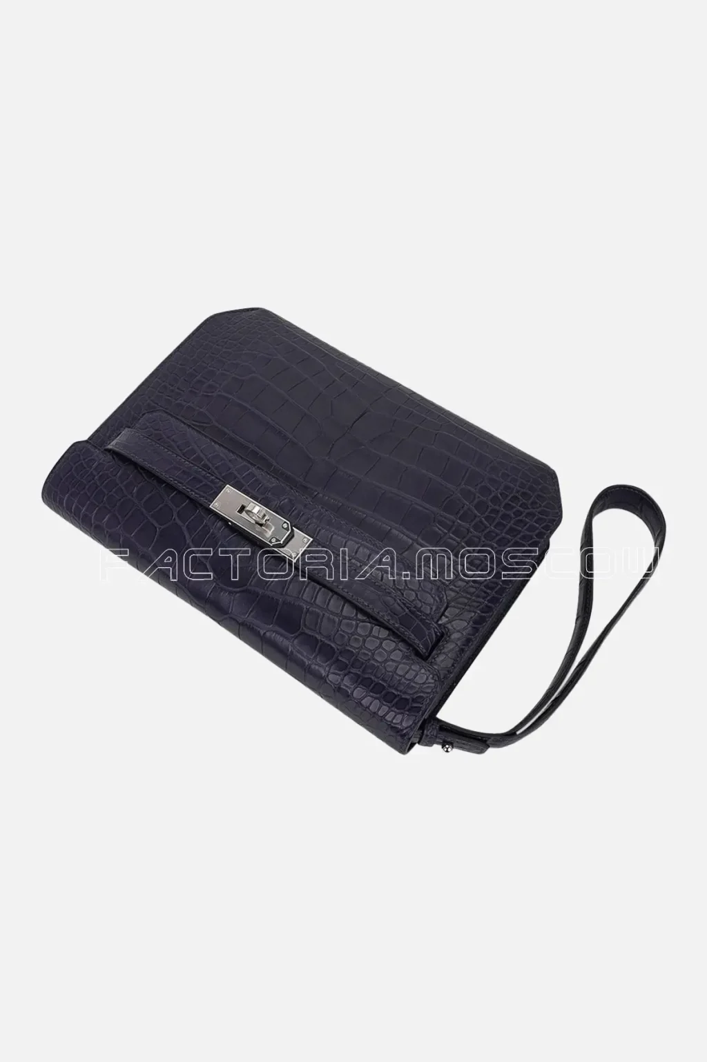 Hermes Kelly Depeches 25 Pouch Blue Indigo Matte Alligator PHW