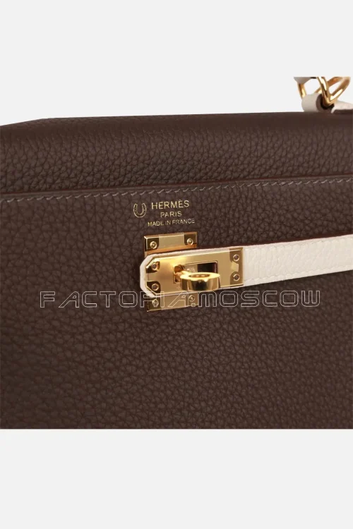 Hermès Special Order (HSS) Kelly Retourne 25 Ebene and Craie Togo GHW