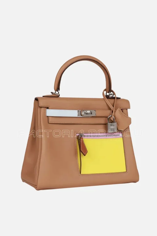 Hermès Colormatic Kelly Retourne 25 Chai, Bleu Brume and Lime Swift PHW