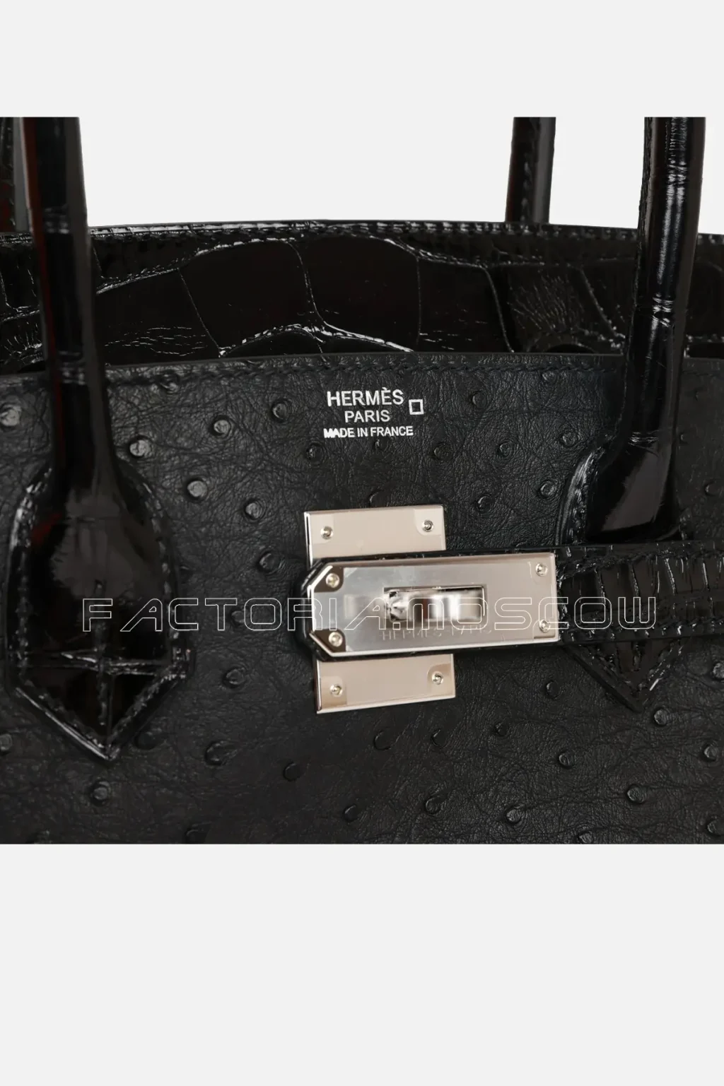 Hermès Birkin 30 Black Shiny Alligator and Ostrich Touch PHW