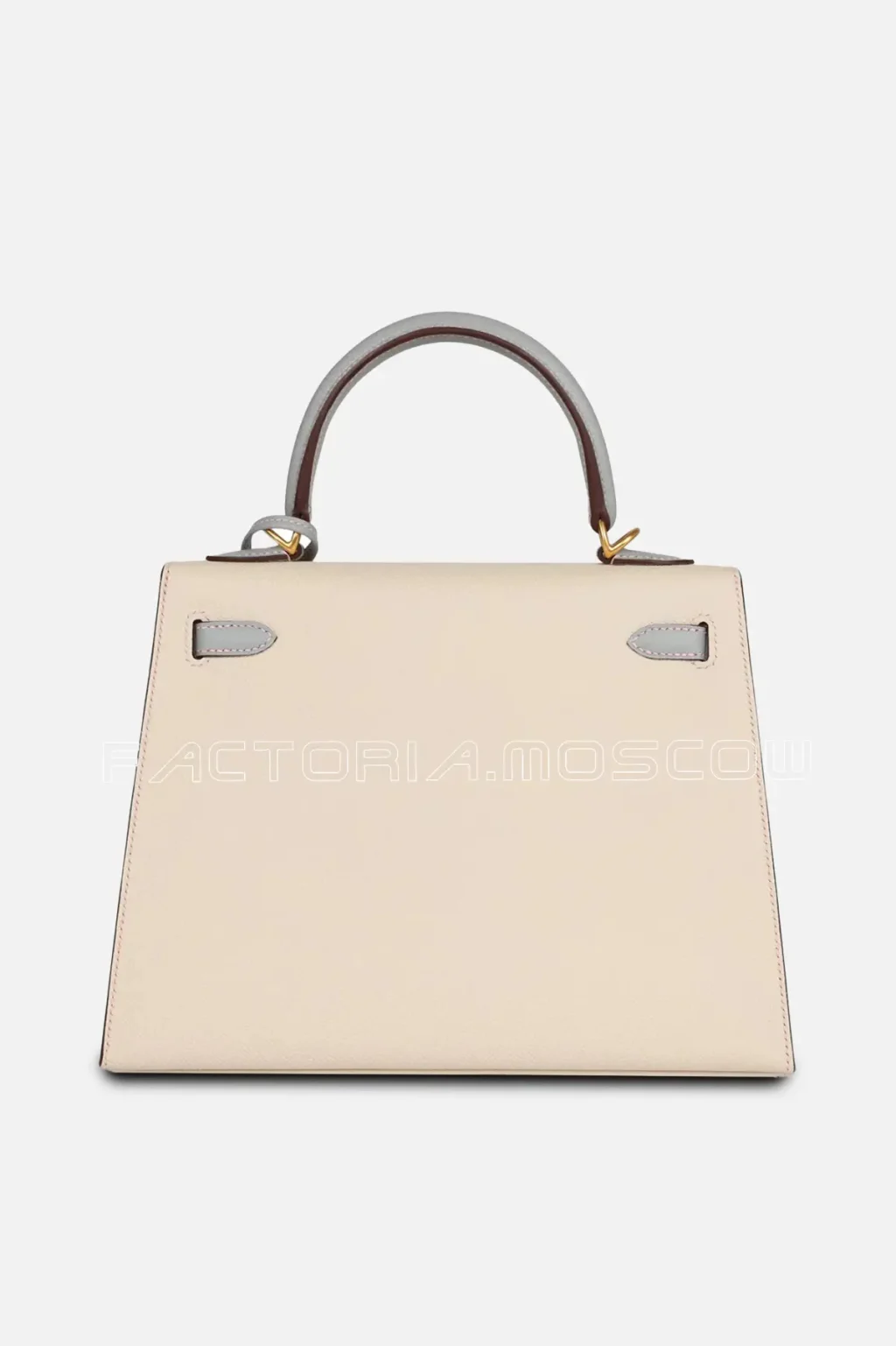 Hermès Special Order (HSS) Kelly Sellier 25 Craie and Bleu Glacier Epsom Brushed GHW
