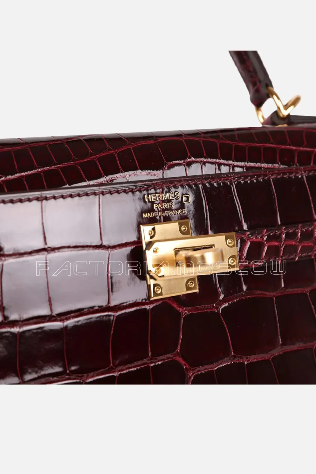 Hermès Kelly Sellier 25 Bordeaux Shiny Alligator GHW