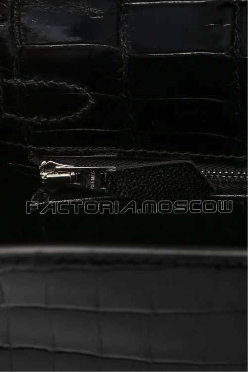 Hermes Kelly Sellier 25 Shiny Crocodile Niloticus Black PHW