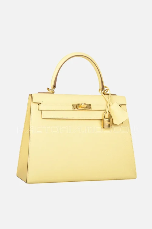 Hermès Kelly Sellier 25 Jaune Poussin Epsom GHW