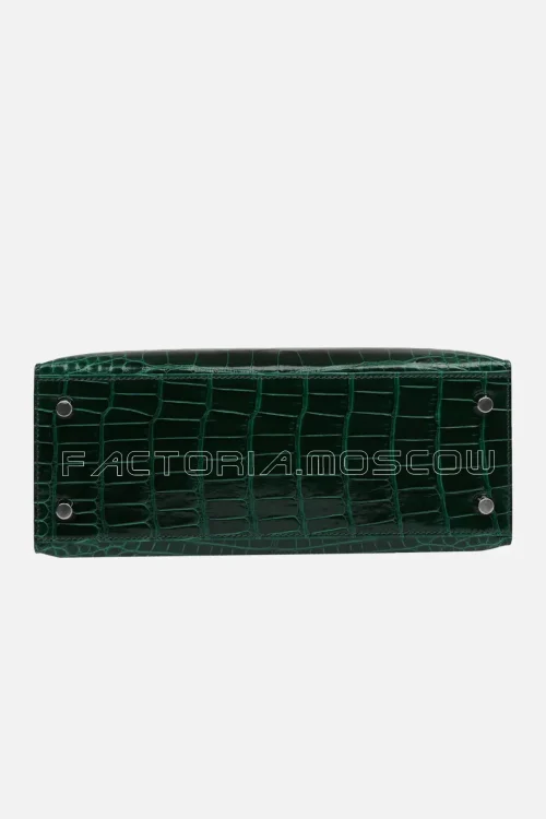 Hermès Kelly Sellier 25 Vert Fonce Shiny Alligator PHW