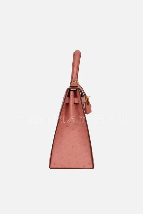 Hermès Kelly Sellier 25 Terre Cuite Ostrich GHW