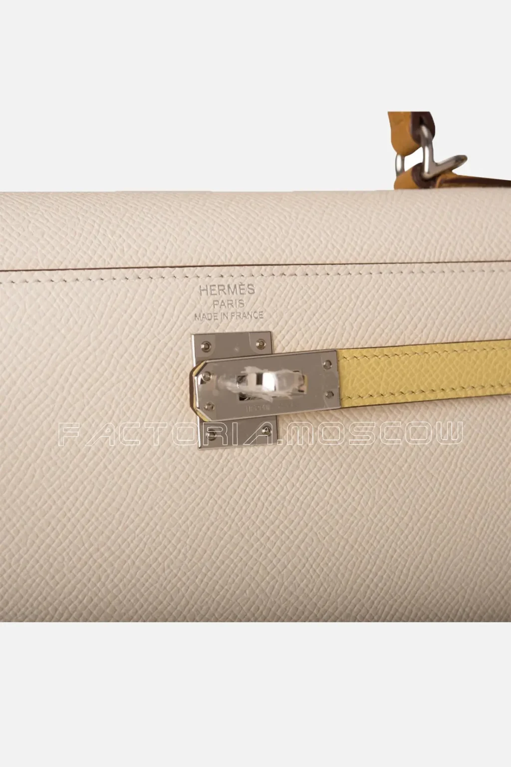 Hermès Kelly Sellier 25 Tri-Color Nata, Jaune Poussin and Sesame Epsom PHW