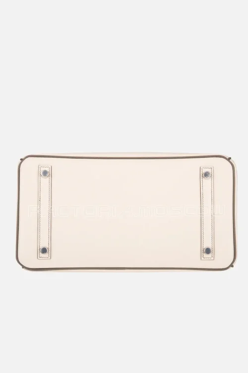 Hermes HSS Bi-Color Craie And Etain Epsom Birkin 30 Brushed PHW