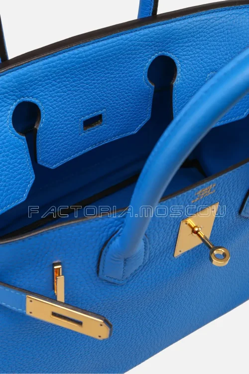 Hermes Birkin 30 Bleu Hydra Tourillon Clemence GHW