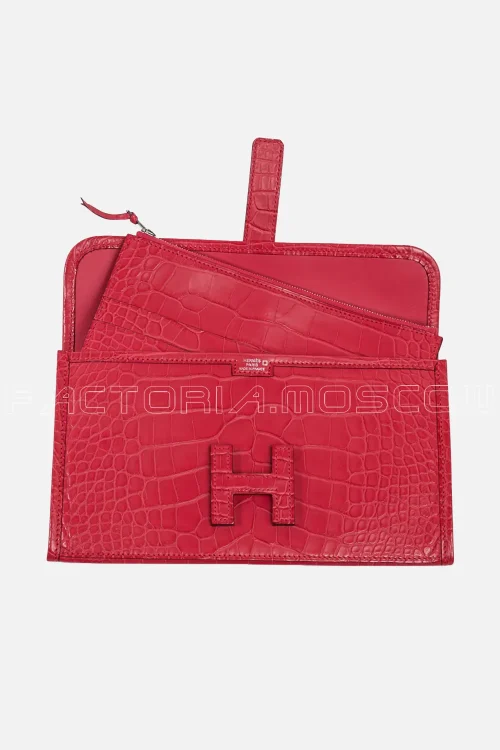 Hermes Jide Elan 29 Clutch Alligator matte Rose Mexico Hardware Leather