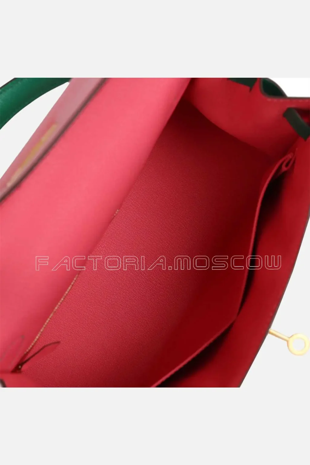 Hermès Special Order (HSS) Kelly Sellier 28 Rose Lipstick And Vert Vertigo Chevre Brushed GHW