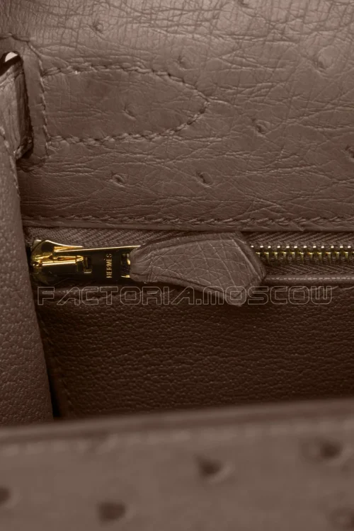Hermes Kelly Sellier 28 Ostrich Gris Etain (8 F) GHW