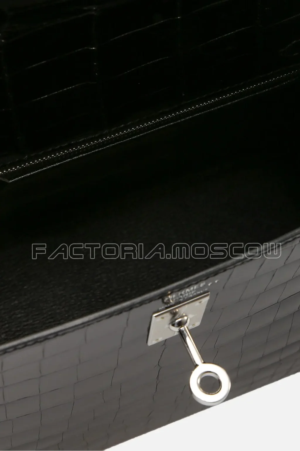 Hermes Kelly Sellier 25 Shiny Crocodile Niloticus Black PHW