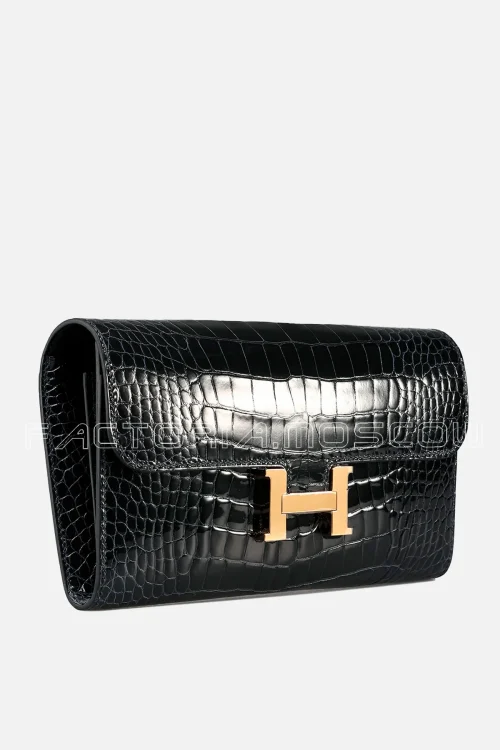 Hermes Constance Wallet Alligator lisse Blue Marine Hardware Ghw