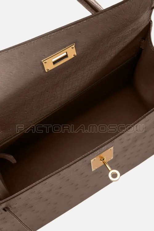 Hermes Kelly Sellier 28 Ostrich Gris Etain (8 F) GHW
