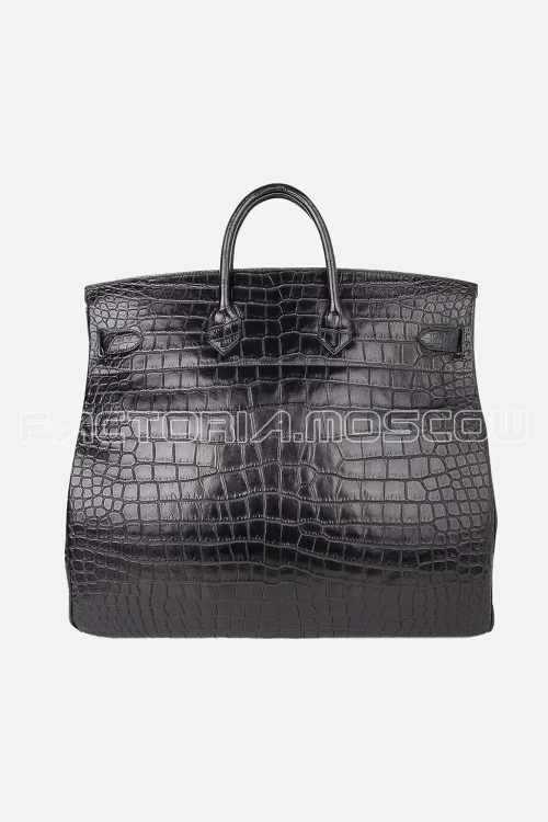 Hermes Birkin HAC 50 Travel Bag Matte Porosus Crocodile Black PHW
