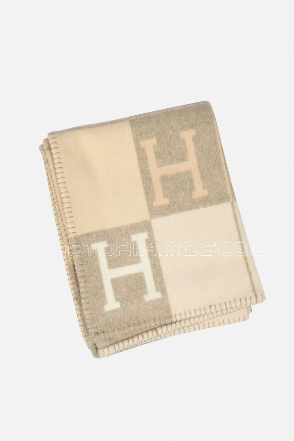 Hermes Avalon I Signature H Coco and Camomille Throw Blanket