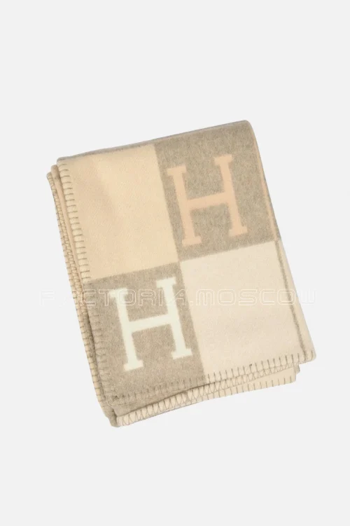 Hermes Avalon I Signature H Coco and Camomille Throw Blanket