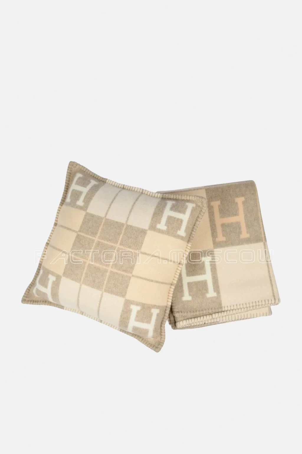 Hermes Avalon I Signature H Coco and Camomille Throw Blanket