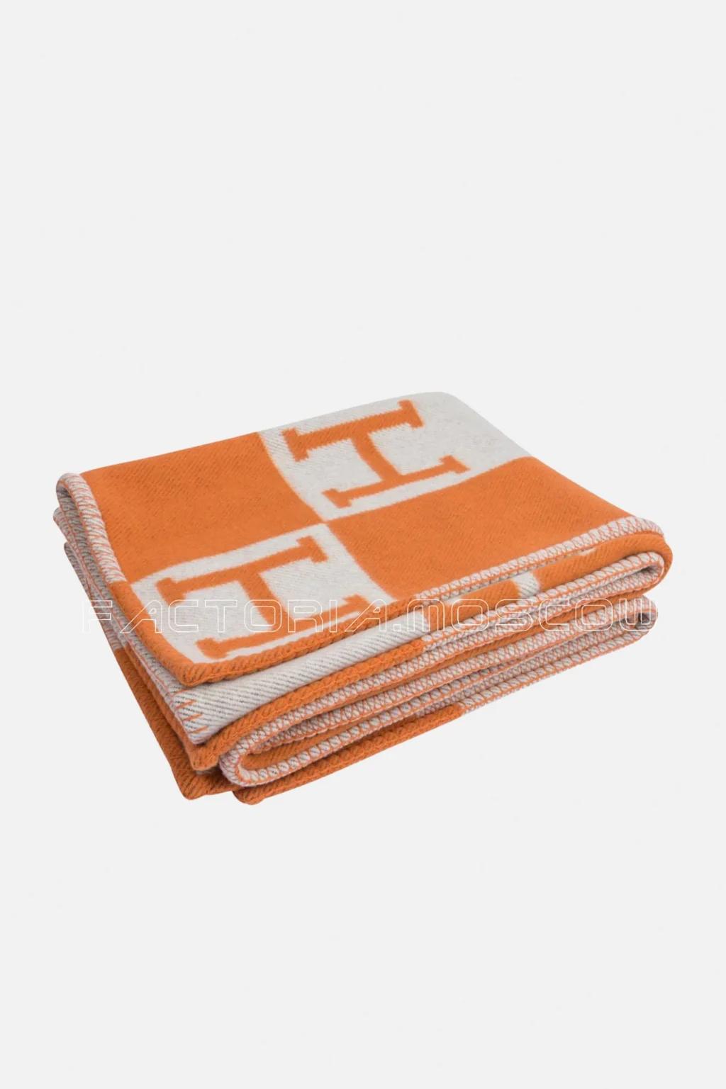 Hermes Blanket Avalon I Signature H Potiron Orange Throw Blanket
