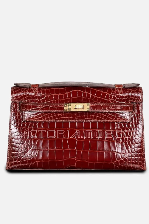 Hermes Kelly Pouchette Alligator lisse Colour Miel (Honey Brown) GHW