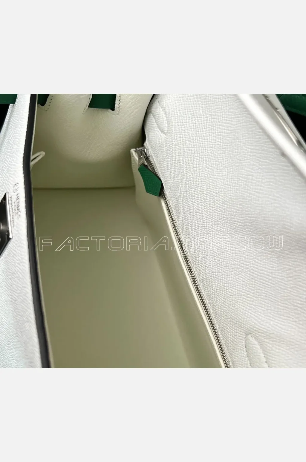Hermes Kelly Sellier 28 Special Order HSS Epsom White/Vert Jide PHW