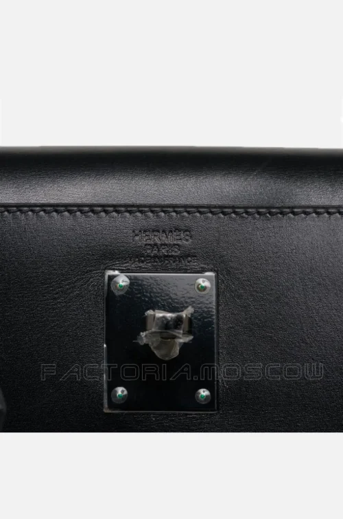 Hermes Kelly Retourne 32 So black Box Calf Hardware Black enamel