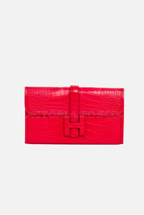 Hermes Jide Duo Wallet Alligator matte Rose Extreme
