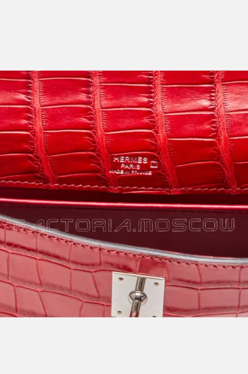 Hermes Kelly Pouchette Alligator matte Colour Rouge H PHW
