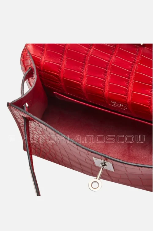 Hermes Kelly Pouchette Alligator matte Colour Rouge H PHW