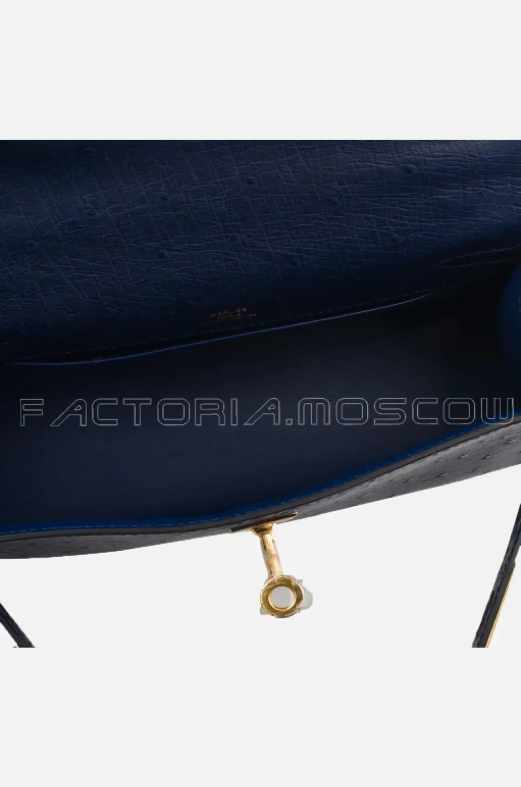Hermes Kelly Pouchette Ostrich Colour Blue iris GHW