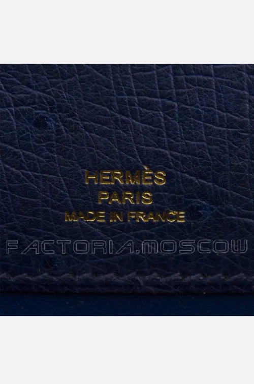 Hermes Kelly Pouchette Ostrich Colour Blue iris GHW