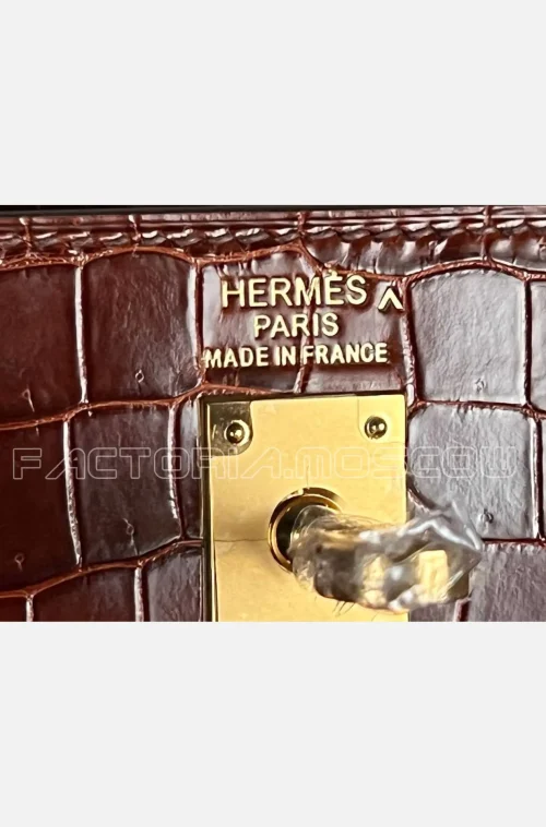 Hermes Kelly Sellier 25 Shiny Porosus Colour Miel GHW