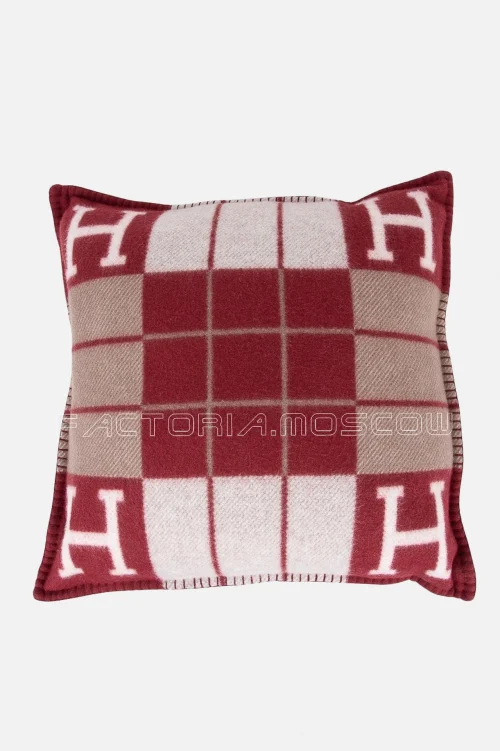 Hermes Cushion Avalon III Rouge H / Ecru Small Model Throw Pillow