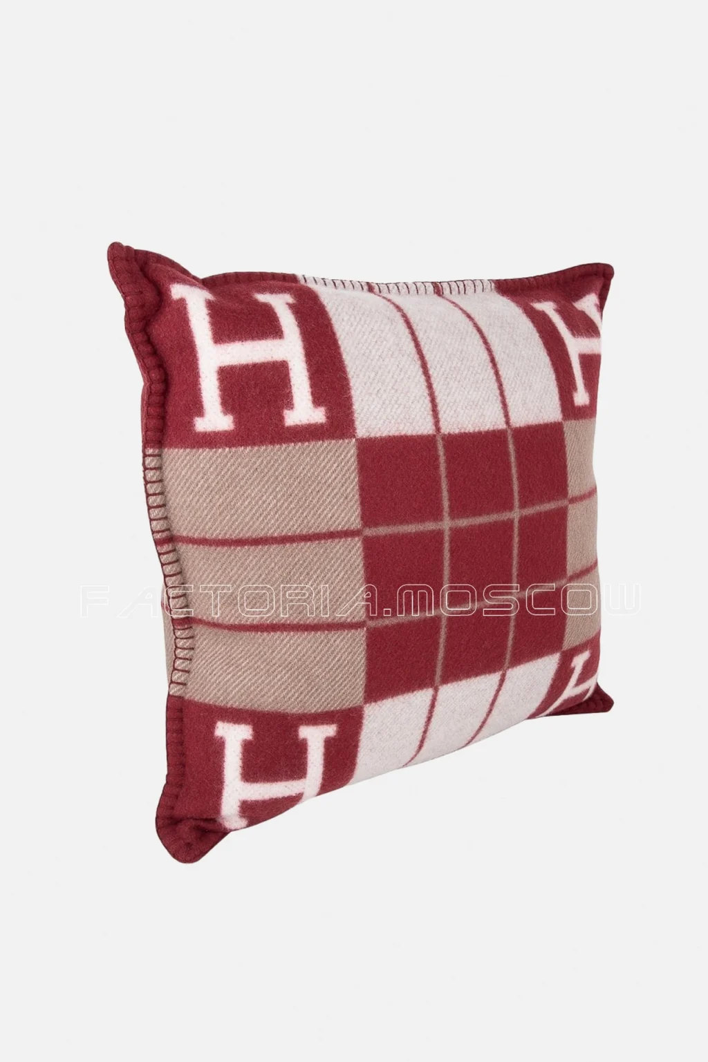 Hermes Cushion Avalon III Rouge H / Ecru Small Model Throw Pillow