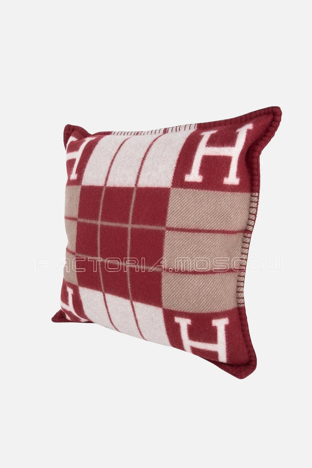 Hermes Cushion Avalon III Rouge H / Ecru Small Model Throw Pillow