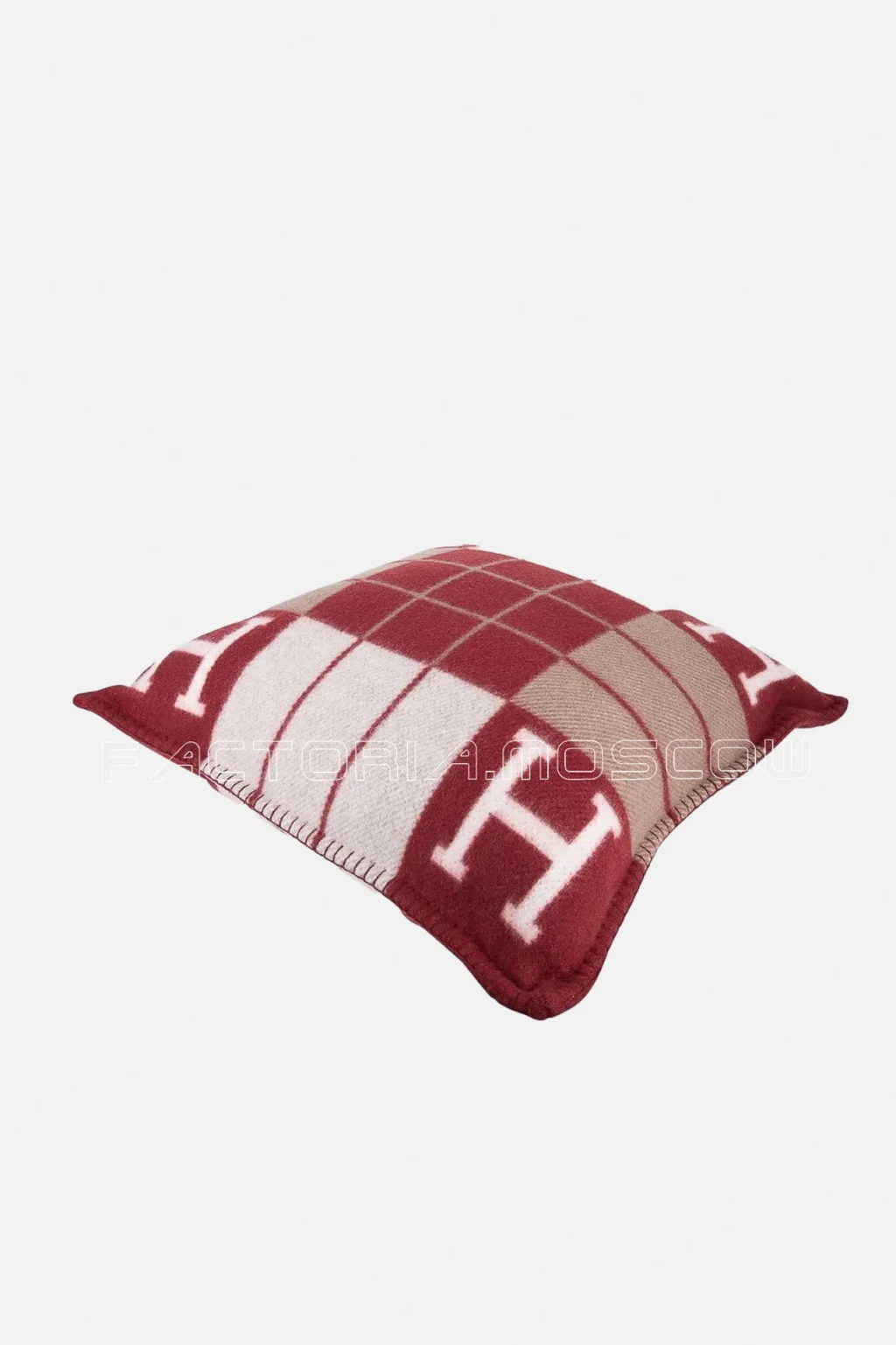 Hermes Cushion Avalon III Rouge H / Ecru Small Model Throw Pillow
