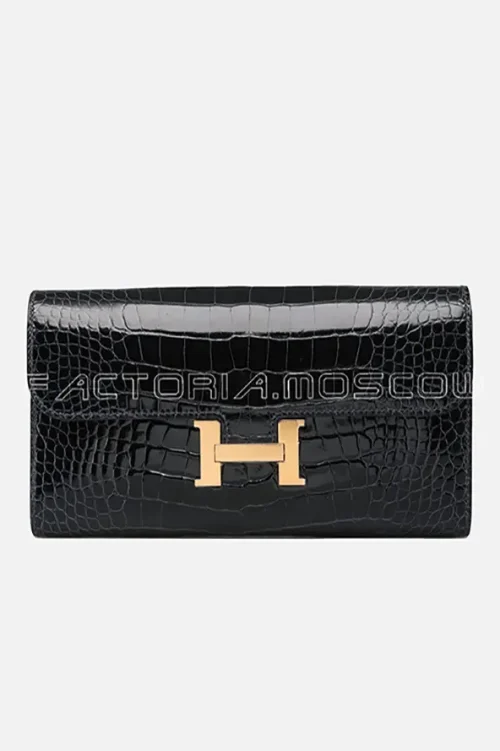 Hermes Constance Wallet Alligator lisse Blue Marine Hardware Ghw