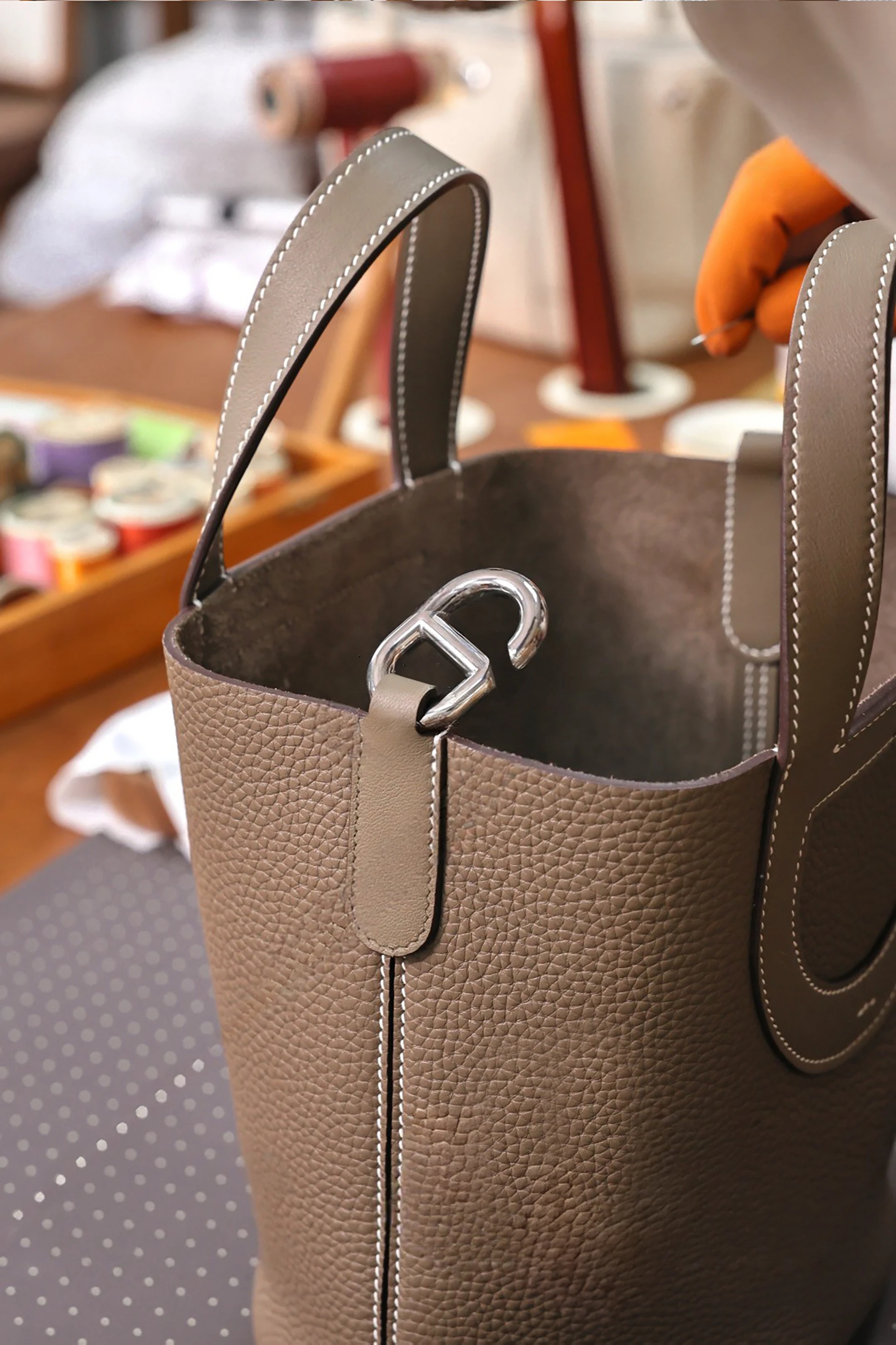 Hermes Picotin Lock 26 Blue Indigo/Orange Poppy Clemence GHW