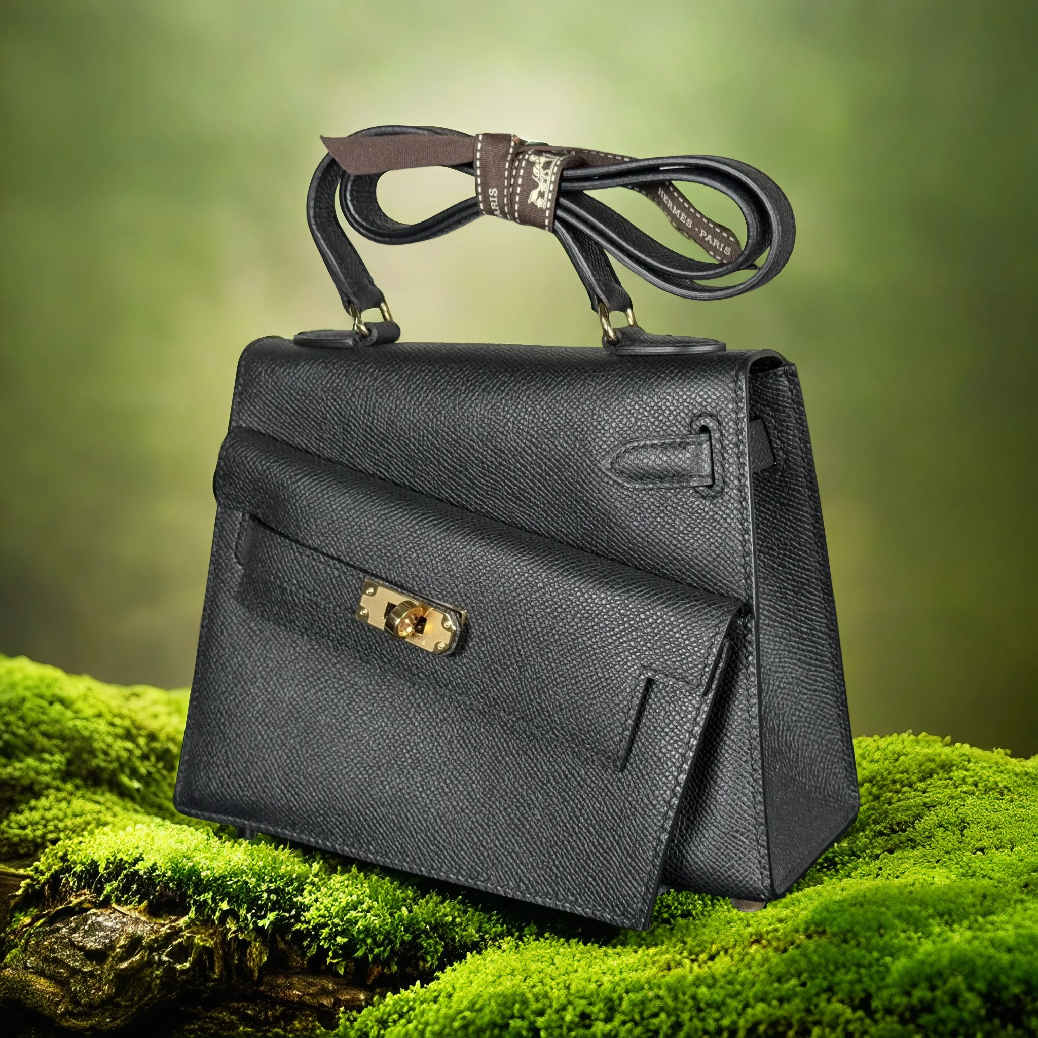 Hermès  Kelly En Desordre 20 Sellier Black Epsom PHW